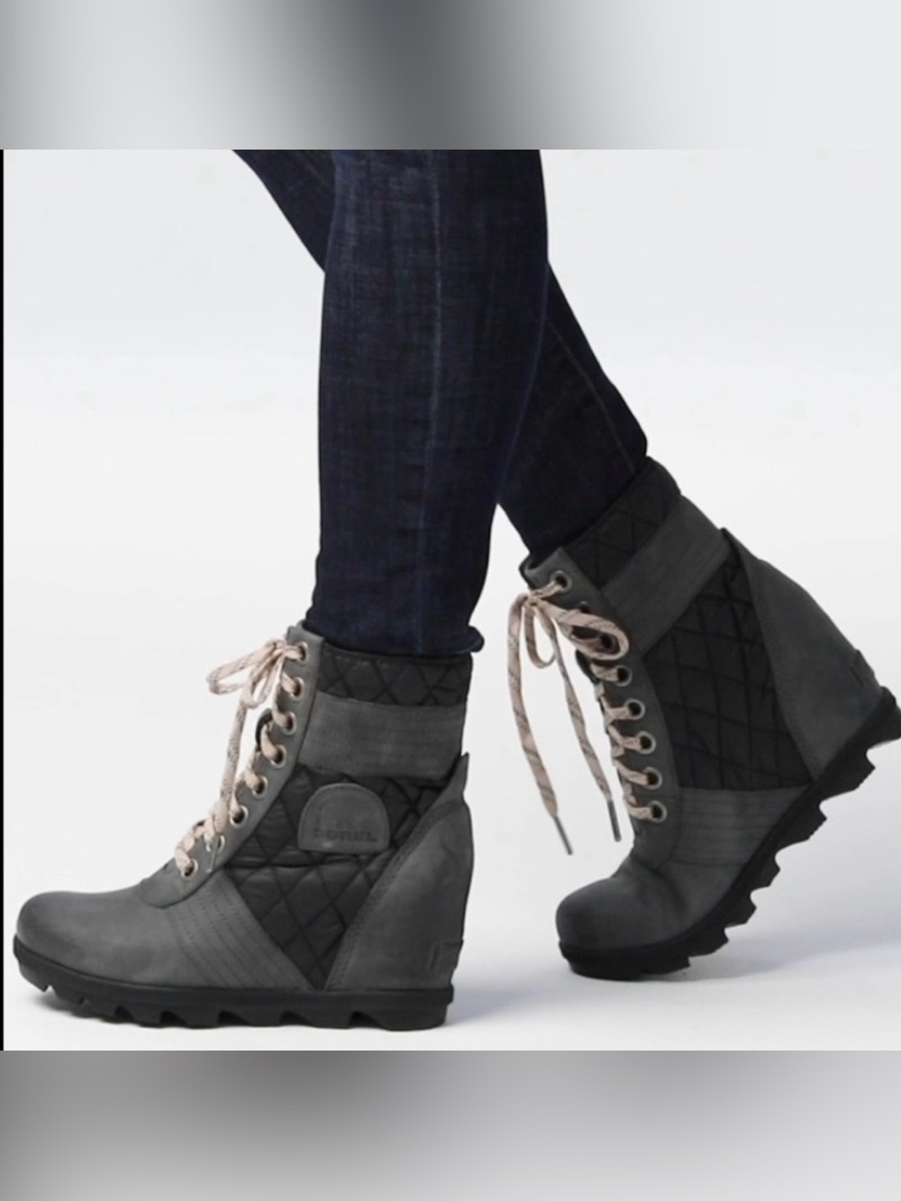 Sorel Womens Size 10.5 Lexie Wedge Felt Boots Camp-Dark Slate